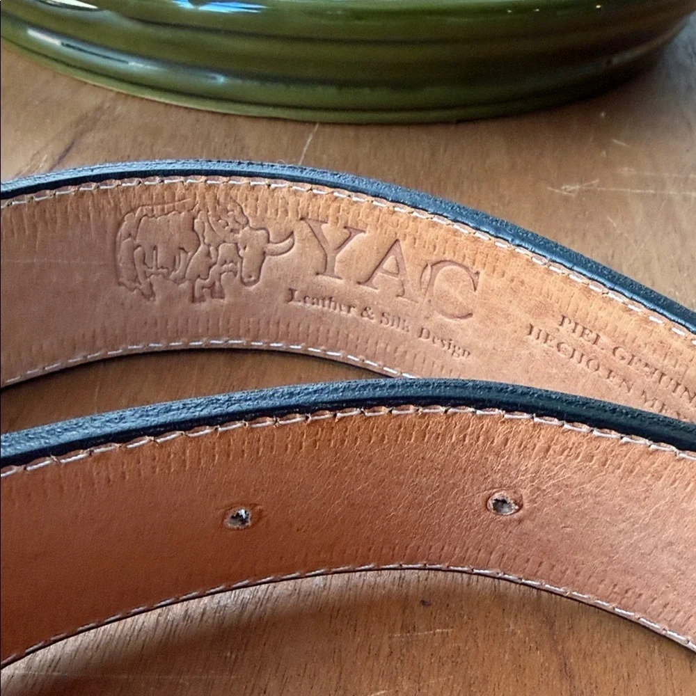 Vintage Men's Black and Brown Embroidered Belt - Equestrian